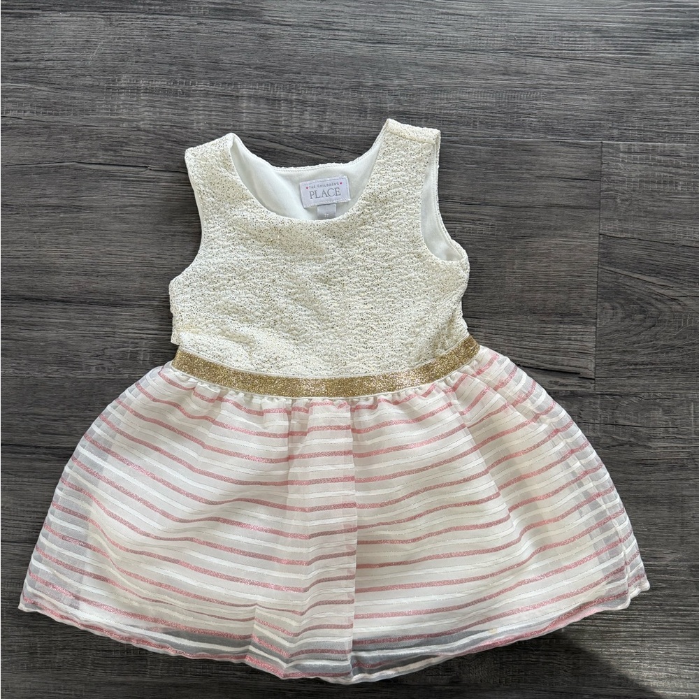 The Children's Place Glittery White/pink and Gold Dress